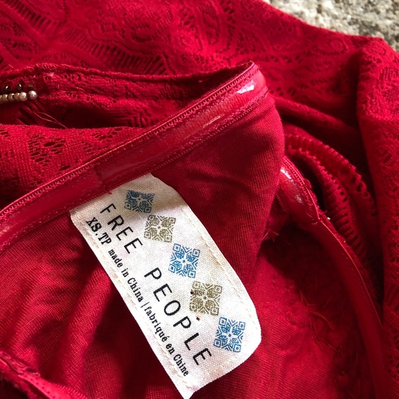 Free People Red Strapless Dress w/ Beading - Picture 3 of 3